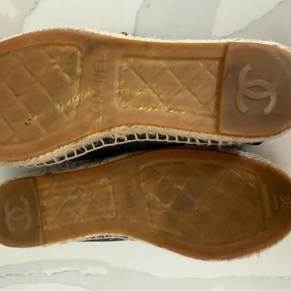 CHANEL Black Leather Espadrilles - Picture 4 of 9